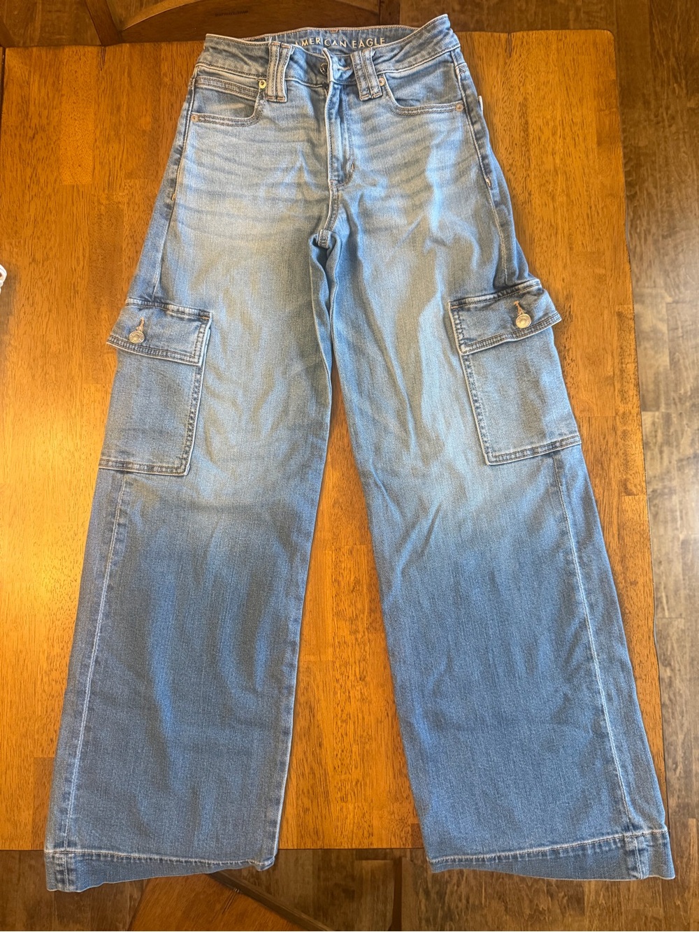 American Eagle Outfitters Light Blue Wide Leg Cargo Jeans